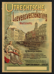 700100 Affiche van de Utrechtsche Levensverzekeringsmaatschappij (Plompetorengracht 4) te Utrecht.01-01-1890-31-12-1896